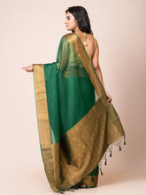 KAVVYA SOOTHING DEEP GREEN SOFT AND LIGHT WEIGHT BOLLYWOOD STYLE BENARASI ORGANZA WEAVING SILK SAREE - KAVVYA